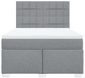 Cama com molas/colchão 140x190 cm tecido cinzento-claro