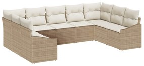 vidaXL Conjunto de Sofá de Jardim 9 pcs Bege e Creme vime PE