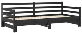 Estrutura sofá-cama de puxar 2x(90x200) cm pinho maciço preto
