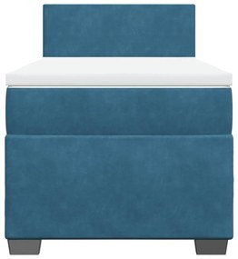 Cama boxspring com colchão 90x190 cm veludo azul