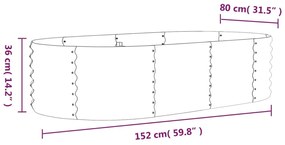 Canteiro elevado jardim 152x80x36cm aço revestido a pó castanho