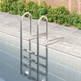 vidaXL Escada de piscina 54x38x184,5 cm 304 aço inoxidável