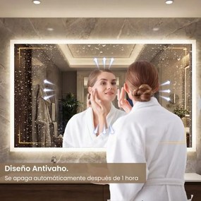 Espelho LED para casa de banho 70 x 120 cm retangular de parede com função antiembaciamento, memória, 3 cores de luz e controlo tátil Prata