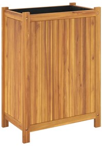 Vaso/floreira de jardim com forro 54x31x75 cm acácia maciça