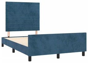 Estrutura de cama com colchão azul escuro 120x190 cm Veludo