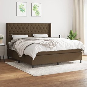 vidaXL Cama com molas/colchão 160x200 cm tecido castanho-escuro