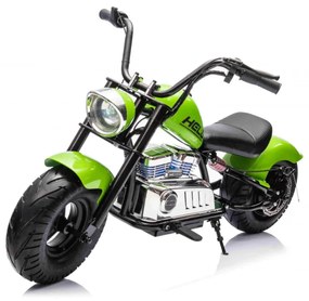 Mota elétrica para crianças Chopper Warrior 350W Pneus borracha, banco couro, Luzes led, som, Verde