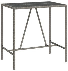 5 pcs conjunto de bar p/ jardim c/ almofadões vime PE cinzento