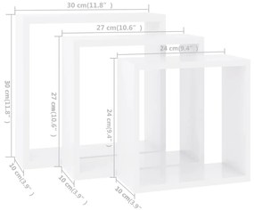 Prateleiras de parede em forma de cubo 3 pcs MDF branco