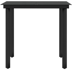 3 pcs conjunto de jantar para jardim com almofadões preto