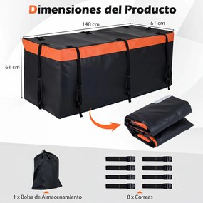 Organizador de bagageira para carro, 148 x 61 x 61 cm, dobrável, tecido impermeável, com correias de fixação, saco de carga, porta-bagagens exterior P