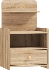 HOMCOM Mesa de apoio, criado-mudo com armazenamento, painel de partículas, antitombamento, moderno, Madeira natural | Aosom Portugal