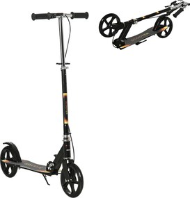 Trotinete dobrável para criança com guiador ajustável em altura e travão duplo 86 x 35 x 93-103 cm preto