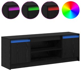Armário de TV com LED em Carvalho Preto 139.5x34x50 cm de Madeira enge