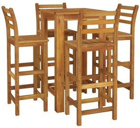 5 pcs conjunto de bar para jardim madeira de acácia maciça