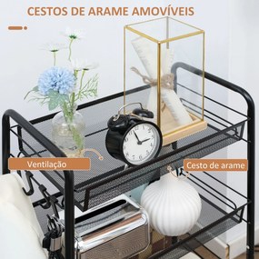 Carrinho Auxiliar "Skandi" – 4 Níveis – 45x26,5x84 cm – Preto