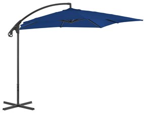 Guarda-sol de jardim cantilever c/ poste de aço 250x250 cm azul