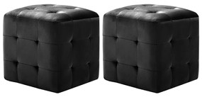 Pufe 2 pcs 30x30x30 cm veludo preto