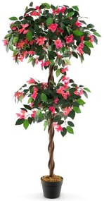Planta de Croton Artificial 40" de Altura, Palmeira Croton Falsa com Folhas Variegadas Coloridas e Vaso