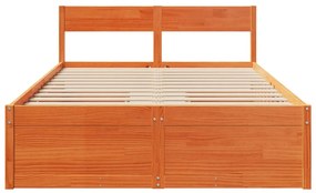 Cama sem colchão 135x190 cm madeira pinho maciça castanho-mel