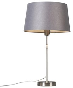 Candeeiro de mesa em aço com cúpula cinzenta 35 cm ajustável - Parte Moderno