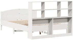 Cama com estante sem colchão 150x200 cm pinho maciço branco