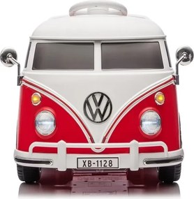 Carro elétrico para crianças Volkswagen Pão de Forma T1 12V Clássica com pneus de borracha Vermelha