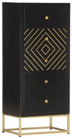 Armário gavetas 45x30x105 cm madeira mangueira preto e dourado
