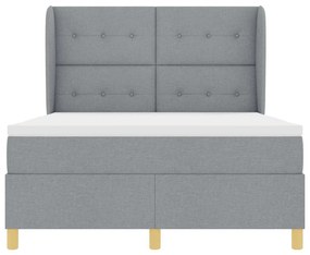 Cama Box Spring vidaXL com Colchão Cinza Claro 140x200 cm Tecido