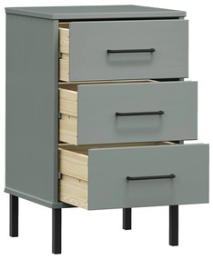 Mesa cabeceira c/ pernas de metal OSLO pinho maciço cinzento