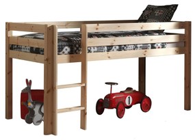 Conjunto Cama alta de Criança PINO 90 x 200 cm + estrado + escada Natural