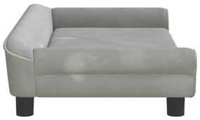 Sofá infantil 100x50x26 cm veludo cinzento-claro