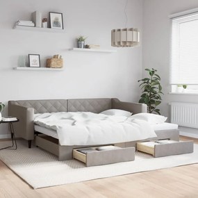 vidaXL Sofá-cama c/ gavetão/gavetas 100x200cm tecido cinza-acastanhado