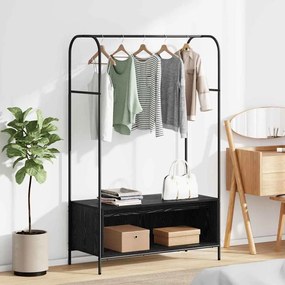Porte-Roupas com Prateleiras Carvalho Preto 100x44x160 cm