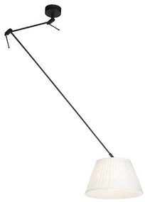 Candeeiro de suspensão preto com aba de plissado 35cm creme - Blitz Clássico / Antigo