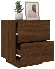 Mesa cabeceira c/ luzes LED derivados madeira carvalho castanho