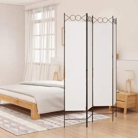 vidaXL Biombo com 4 painéis 160x200 cm tecido branco