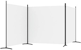 Biombo com 3 painéis 525x180 cm tecido branco