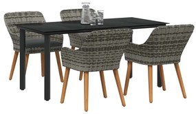 Conjunto de Jantar de Jardim 5 peças Cinza em Rattan Sintético