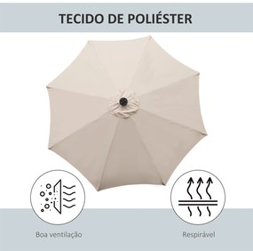 Chapéu de Sol de Jardim Ø270x240cm com 24 Luzes LED Solar Mecanismo de