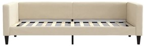 Sofá-cama com colchão 90x200 cm tecido cor creme