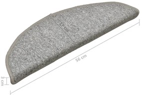 Tapete/carpete para degraus 15 pcs 56x17x3 cm cinza-claro