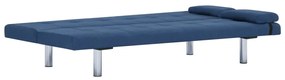 Sofá Cama Vivian - Cor Azul - Em Tecido, Estrutura em Madeira, Pernas