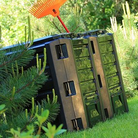Compostor de 1200L 198 x 72 x 83 cm Preto