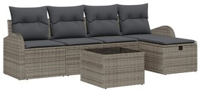 vidaXL Conjunto de Sofás com almofada Manual Cinzeto vime PE