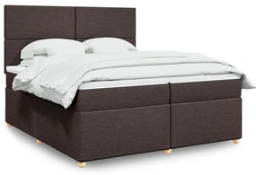 vidaXL Cama com molas/colchão 200x200 cm tecido castanho-escuro