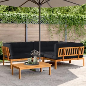 vidaXL 4 pcs móveis de paletes p/ jardim c/ almofadões acácia maciça