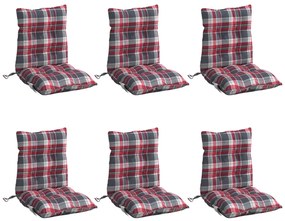 Almofadões cadeira encosto baixo 6 pcs oxford xadrez vermelho