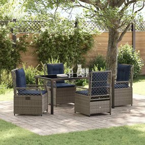 vidaXL Conjunto de Jantar de Jardim de 5 Peças em Rattan Poly Cinza