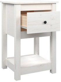 Mesa de cabeceira 40x35x61,5 cm madeira de pinho maciça branco